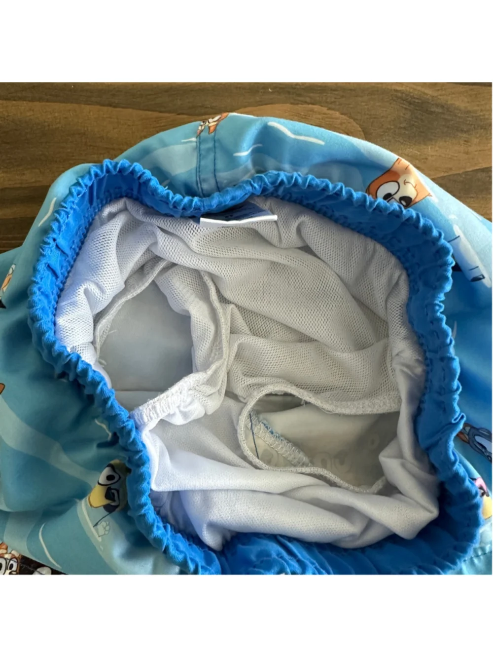 Bluey Swim Trunks Boys 3T Blue White Drawstring Lined Swim Shorts